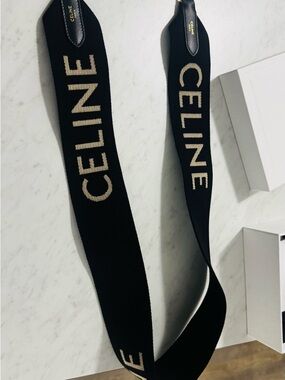 Celine Black Drawstring Dust Bag with White Logo